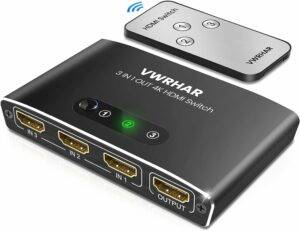 This aluminum HDMI switch 3 in 1 out supports connecting 3 HDMI devices (gaming consoles, TV box, DVD player etc.) to 1 HDMI display and toggle between them. Release you from plugging and unplugging HDMI cables. No lag, No drop in quality.