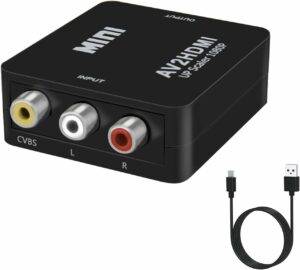 RCA to HDMI Converter: Convert analog RCA composite (CVBS yellow, L white, R red) input to HDMI 720P/ Output with 1080P (60HZ) and display on HDTV/monitor. Wide Compatibility: Provide accurate signal processing, color, resolution and detail. Support PAL, NTS, SECAM, PAL/M, PAL/N standard TV source formats such as PS1, PS2, SFC, PCE, SS, Xbox, and N64
