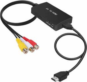 RCA to HDMI Converter Adapter : The cable is used to convert analog composite input to HDMI 1080p (60HZ) output, displayed on a 1080p (60HZ) HD TV/TV/monitor.