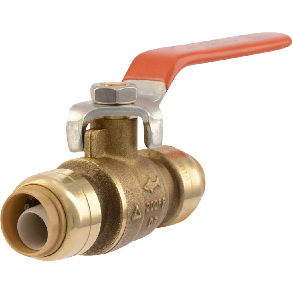 BRASS PUSH BALL VALVE: SharkBite push-to-connect brass ball valve pipe connectors are perfect for making easy connections between two pieces of PEX, copper, CPVC, PE-RT, and SDR-9 HDPE pipe in any combination