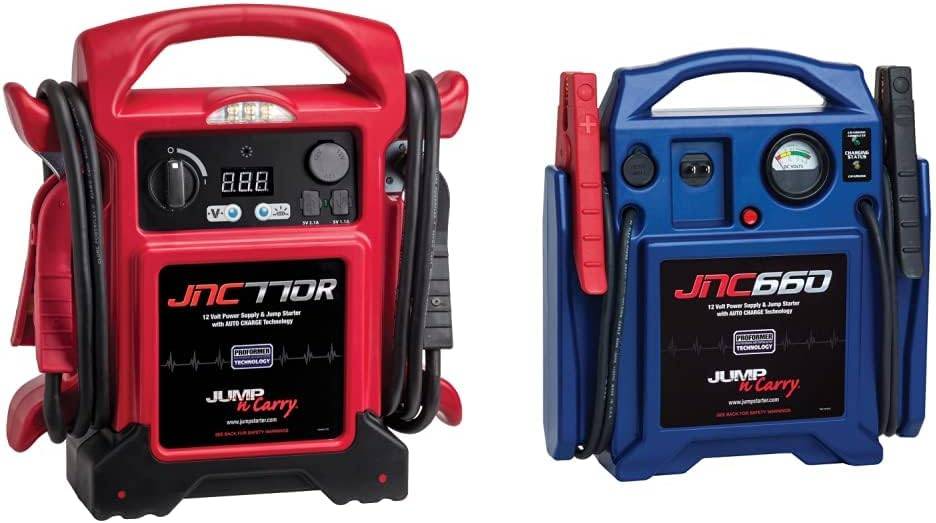 Automotive Jump-N-Carry JNC770R Premium - Red & JNC660 1700 Peak Amp 12 Volt Jump Starter , Blue