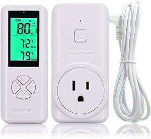 Wireless Temperature Controller Thermostat Outlet Remote Control Thermometer with 2m/6ft NTC Temp Sensor Probe Heating Cooling Mode for Fan...
