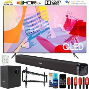 SAMSUNG QN65Q60TA 65" Q60T QLED 4K UHD HDR Smart TV Bundle with Deco Gear Home Theater Soundbar with Subwoofer and Complete Wall Mount Setup and...